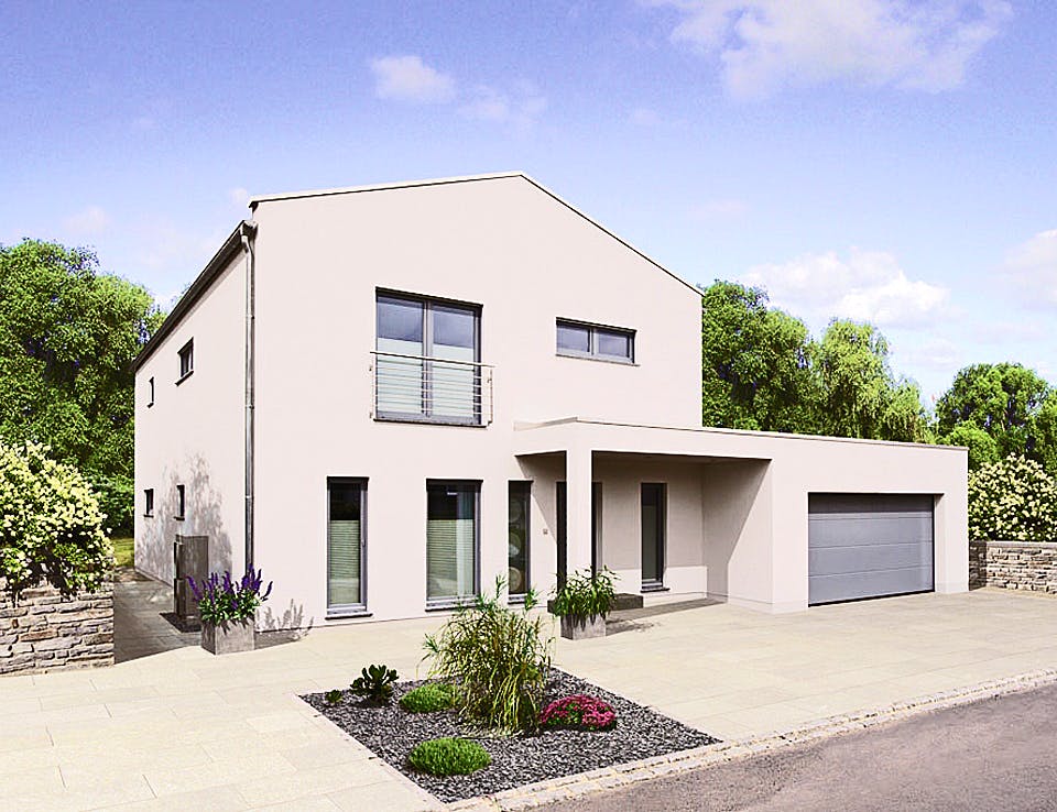 Fertighaus Arbaro von FINGERHUT-HAUS Schlüsselfertig ab 575381€, Satteldach-Klassiker Außenansicht 1