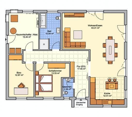Fertighaus Carpe von FINGERHUT-HAUS Schlüsselfertig ab 396537€, Bungalow Grundriss 1