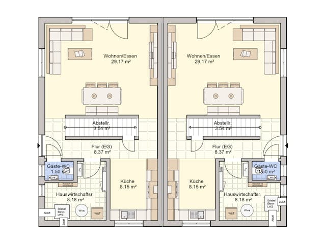 Fertighaus Duett 114 von Fingerhut Haus Schlüsselfertig ab 368872€, Satteldach-Klassiker Grundriss 1