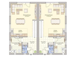 Fertighaus Duett 125 von Fingerhut Haus Schlüsselfertig ab 389209€, Stadtvilla Grundriss 1