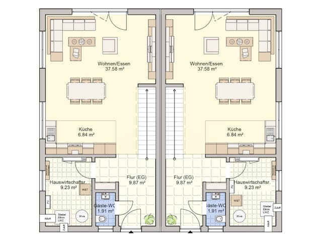 Fertighaus Duett 125 von Fingerhut Haus Schlüsselfertig ab 389209€, Stadtvilla Grundriss 1
