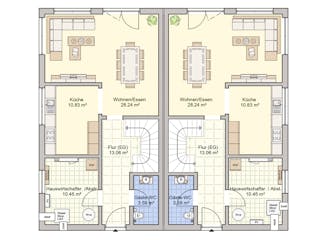 Fertighaus Duett 129 von Fingerhut Haus Schlüsselfertig ab 422373€, Cubushaus Grundriss 1