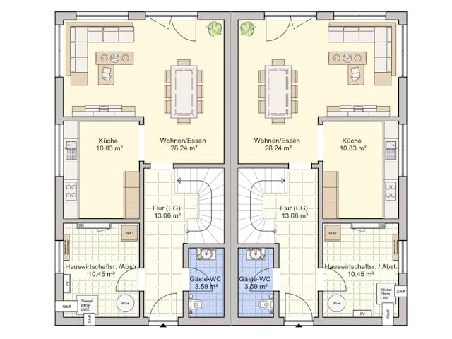 Fertighaus Duett 129 von Fingerhut Haus Schlüsselfertig ab 422373€, Cubushaus Grundriss 1