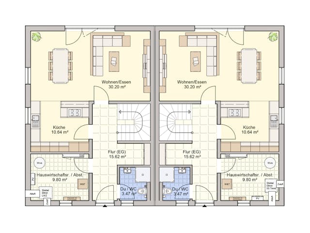 Fertighaus Duett 134 von Fingerhut Haus Schlüsselfertig ab 401431€, Satteldach-Klassiker Grundriss 1