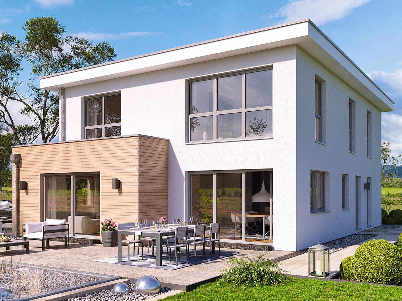 Fertighaus Freiburg von Fingerhut Haus Schlüsselfertig ab 597971€, Cubushaus Außenansicht 1