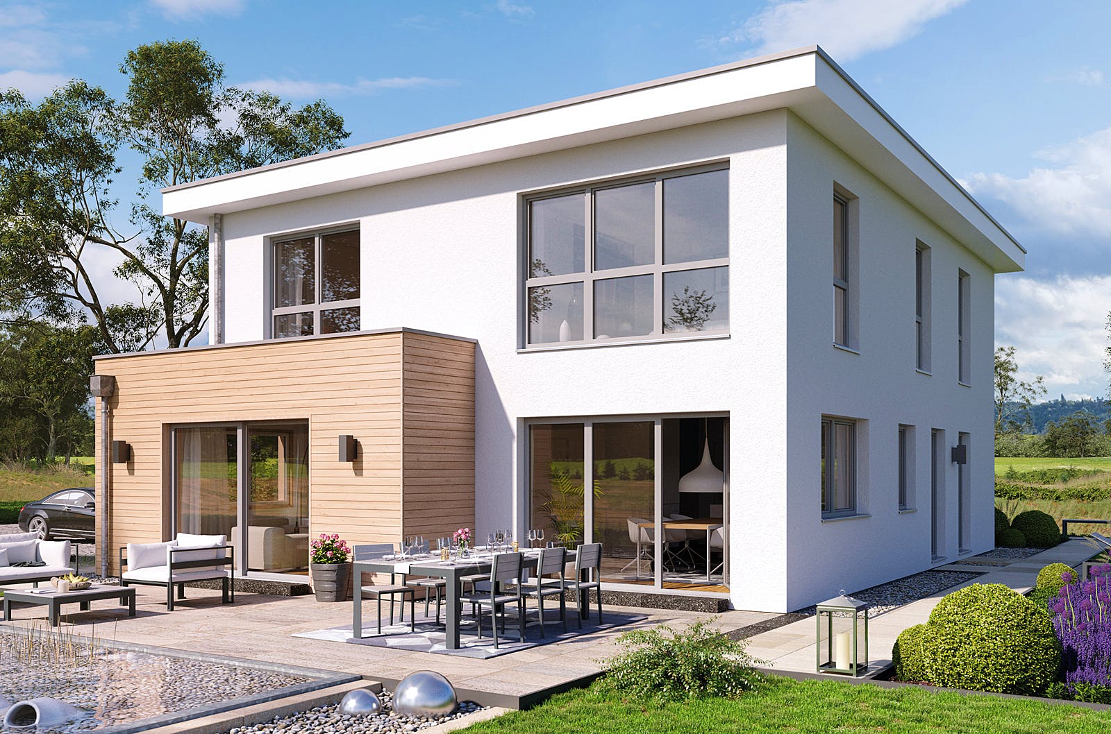 Fertighaus Freiburg von FINGERHUT-HAUS Schlüsselfertig ab 610097€, Cubushaus Außenansicht 1