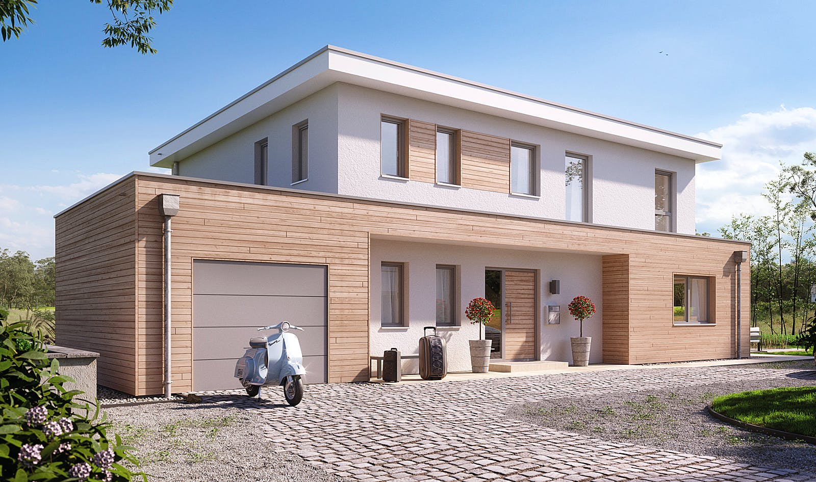 Fertighaus Freiburg von FINGERHUT-HAUS Schlüsselfertig ab 610097€, Cubushaus Außenansicht 2