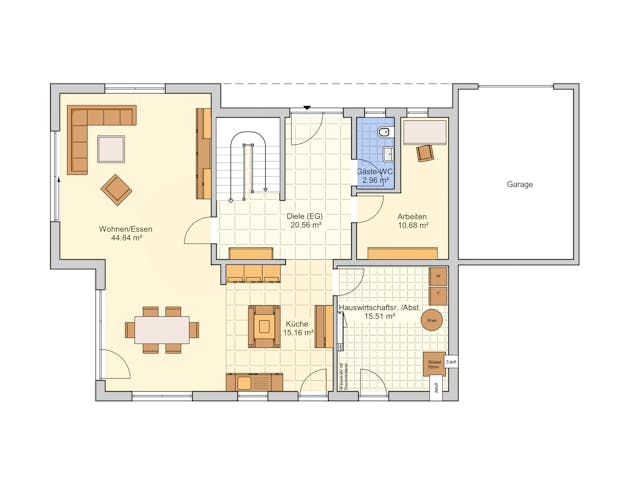 Grundriss großes Fertighaus mit Home-Office & Garage von Fingerhut Haus
