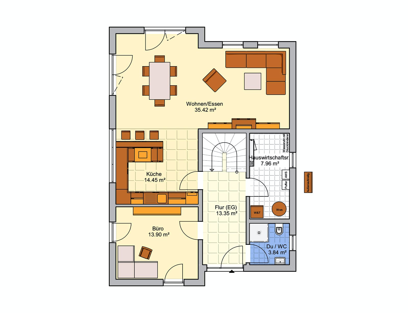 Fertighaus Granda von FINGERHUT-HAUS Schlüsselfertig ab 470149€, Pultdachhaus Grundriss 1