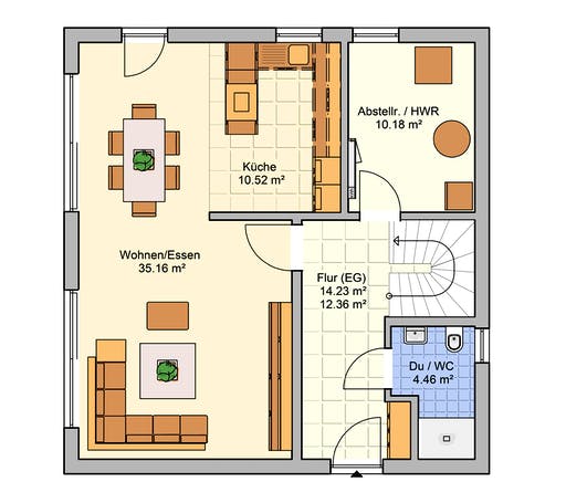 Fertighaus Juna von Fingerhut Haus Schlüsselfertig ab 384749€, Satteldach-Klassiker Grundriss 1