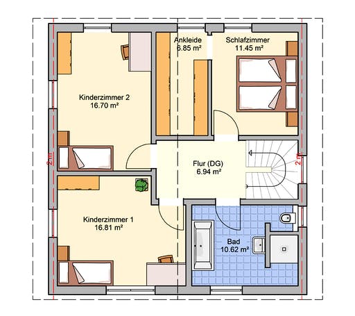 Fertighaus Juna von Fingerhut Haus Schlüsselfertig ab 384749€, Satteldach-Klassiker Grundriss 2