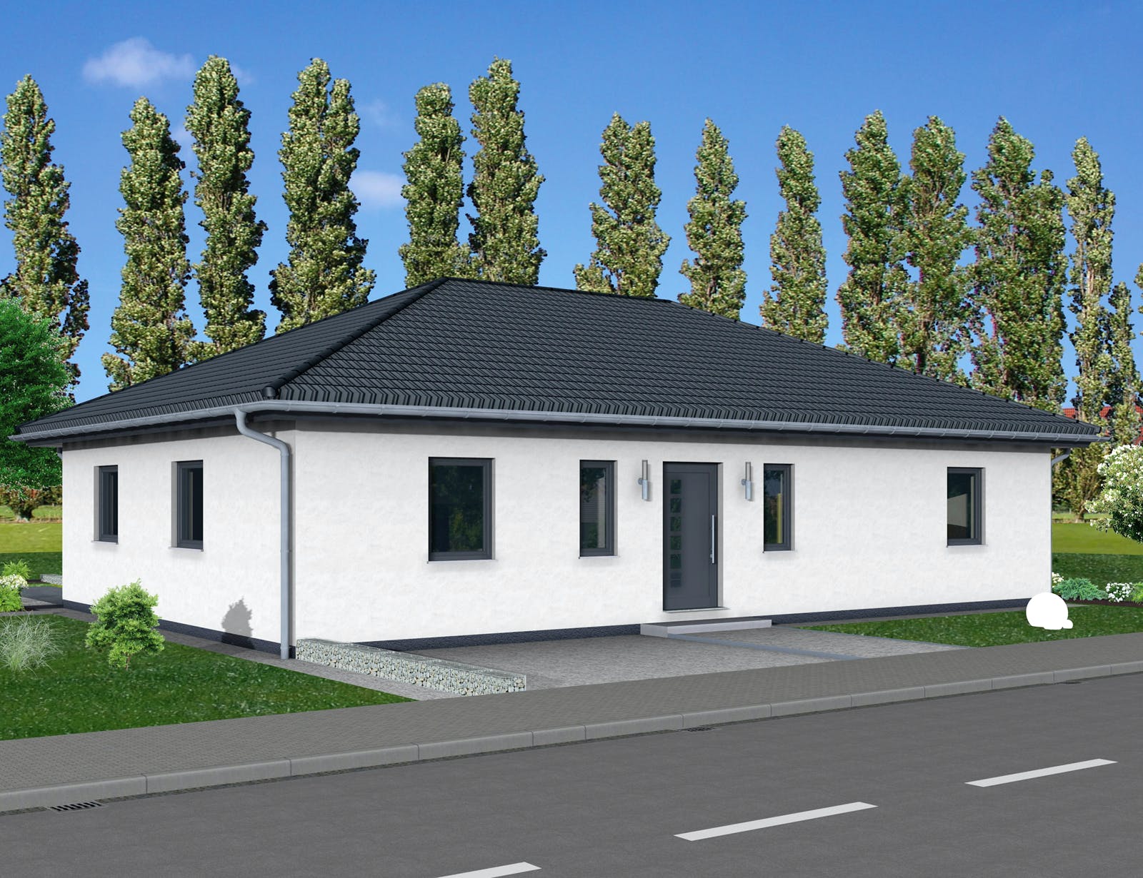 Fertighaus Junto 160 von FINGERHUT-HAUS Schlüsselfertig ab 525699€, Bungalow Außenansicht 1