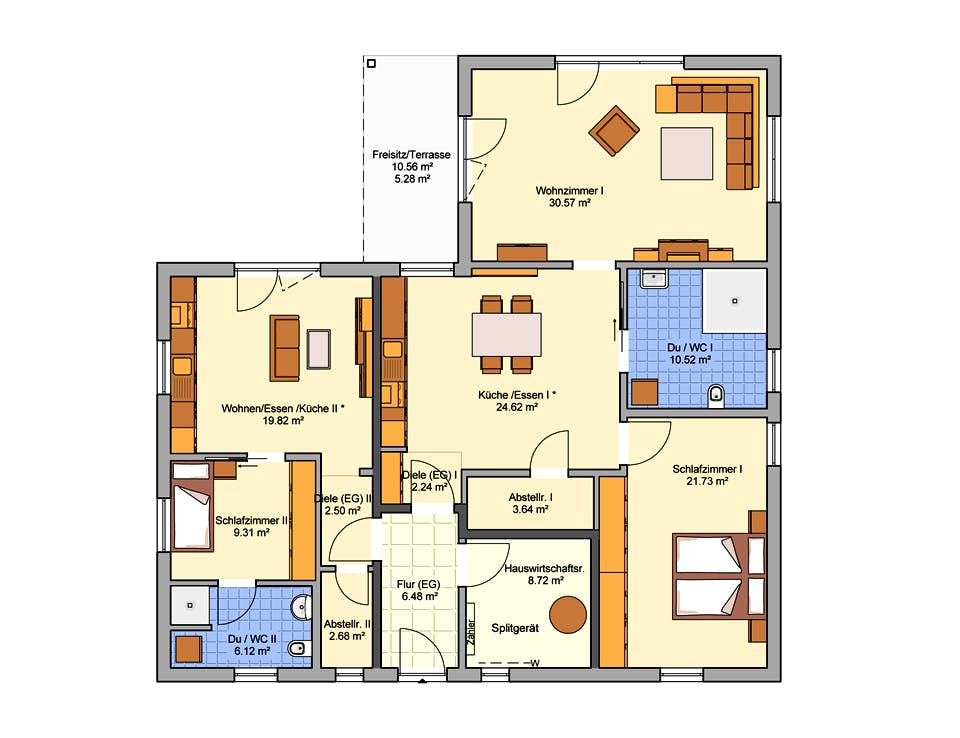 Fertighaus Junto 160 von FINGERHUT-HAUS Schlüsselfertig ab 525699€, Bungalow Grundriss 1