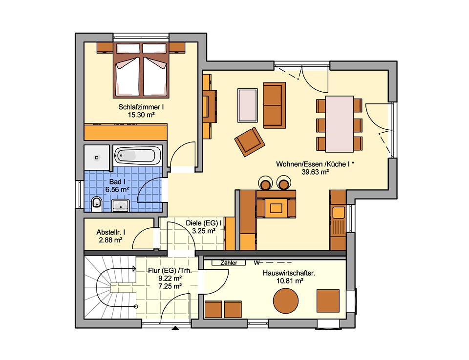 Fertighaus Junto 173 von FINGERHUT-HAUS Schlüsselfertig ab 543398€, Satteldach-Klassiker Grundriss 1