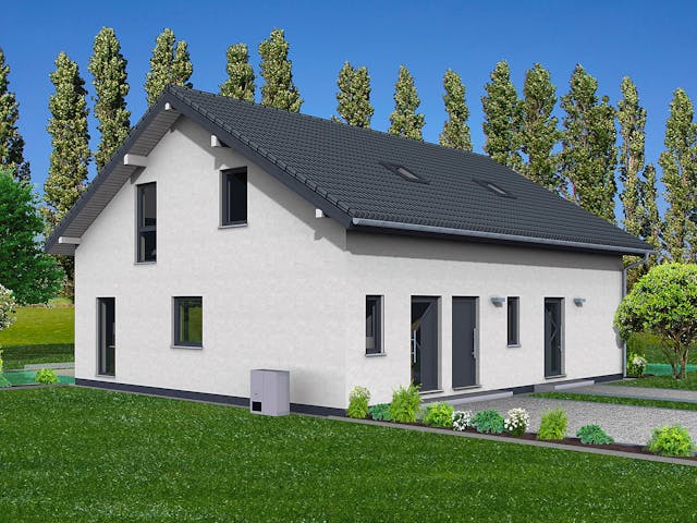 Fertighaus Junto 190 von Fingerhut Haus Schlüsselfertig ab 585218€, Satteldach-Klassiker Außenansicht 2