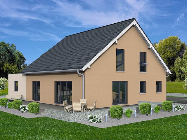 Fertighaus Junto 224 von Fingerhut Haus Schlüsselfertig ab 654868€, Satteldach-Klassiker Außenansicht 2