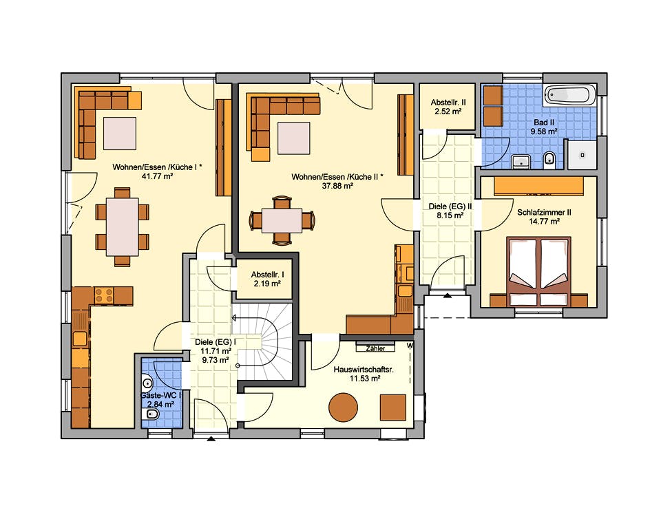 Fertighaus Junto 224 von FINGERHUT-HAUS Schlüsselfertig ab 650674€, Satteldach-Klassiker Grundriss 1