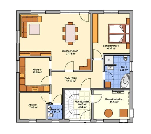Fertighaus Junto 225 von FINGERHUT-HAUS Schlüsselfertig ab 618149€, Satteldach-Klassiker Grundriss 1