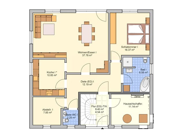 Fertighaus Junto 225 von Fingerhut Haus Schlüsselfertig ab 627796€, Satteldach-Klassiker Grundriss 1