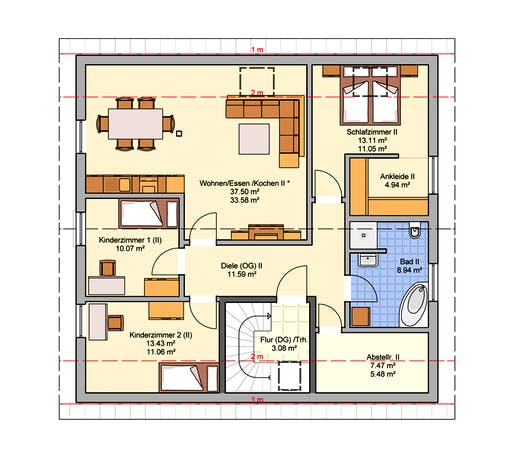 Fertighaus Junto 225 von FINGERHUT-HAUS Schlüsselfertig ab 618149€, Satteldach-Klassiker Grundriss 2