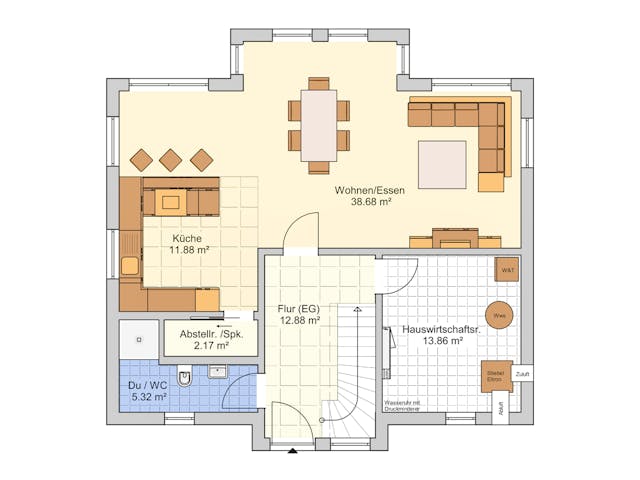 Fertighaus Kelari von Fingerhut Haus Schlüsselfertig ab 467929€, Satteldach-Klassiker Grundriss 1