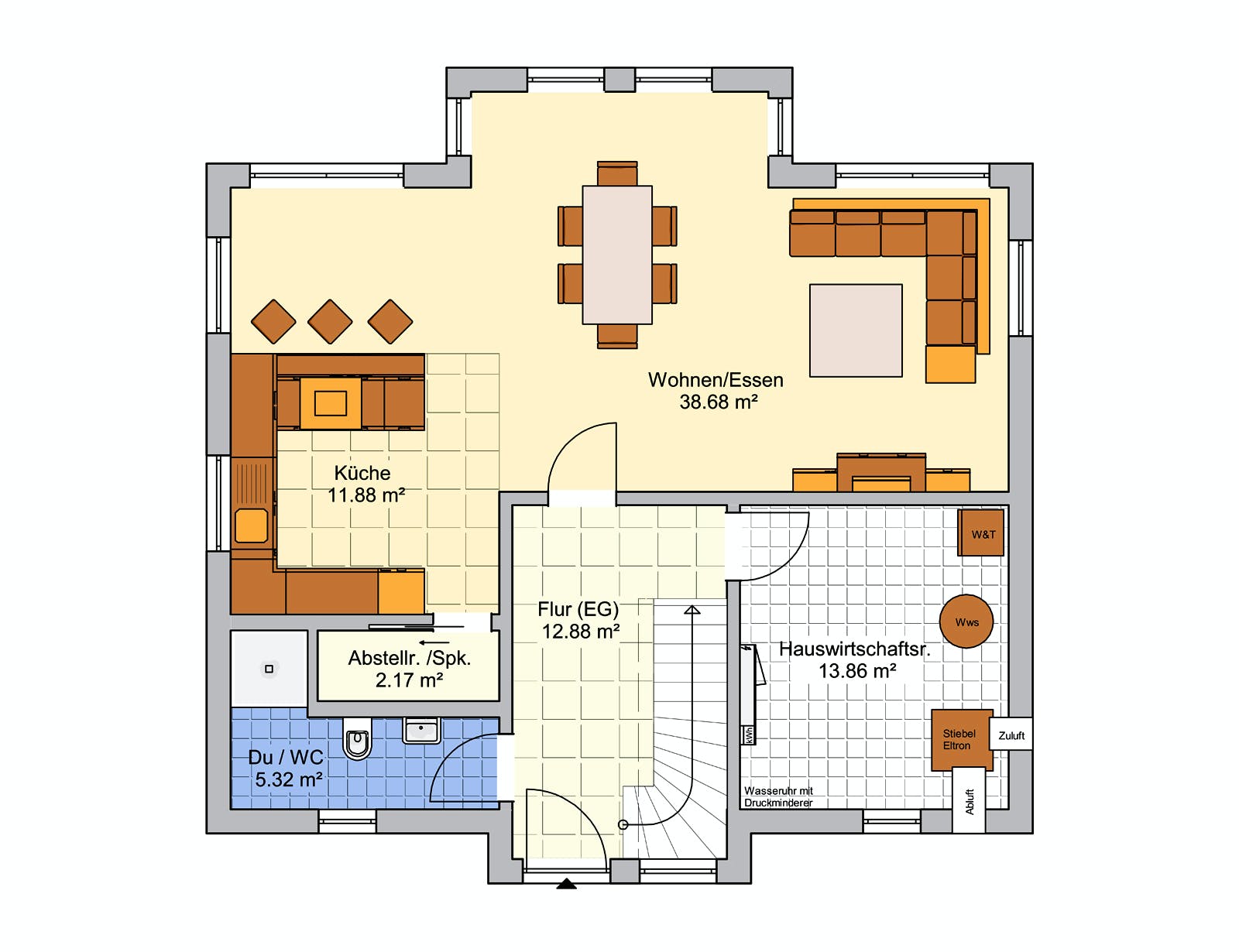 Fertighaus Kelari von FINGERHUT-HAUS Schlüsselfertig ab 471049€, Satteldach-Klassiker Grundriss 1