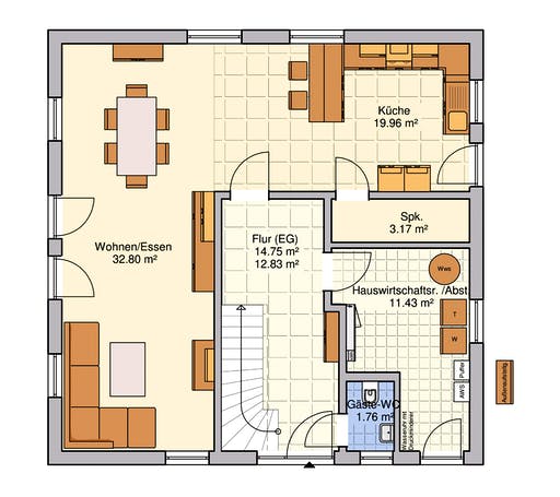 Fertighaus Lando von FINGERHUT-HAUS Schlüsselfertig ab 430655€, Satteldach-Klassiker Grundriss 1
