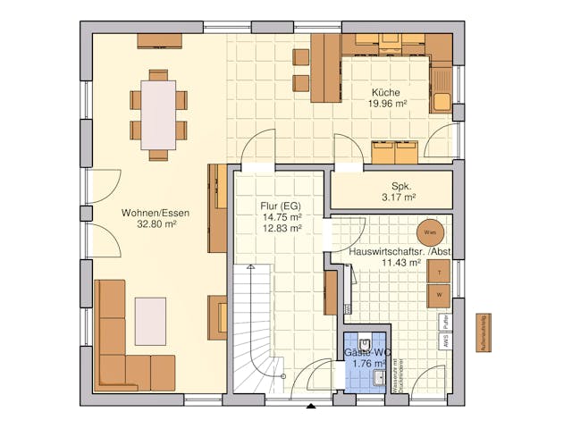 Fertighaus Lando von Fingerhut Haus Schlüsselfertig ab 436768€, Satteldach-Klassiker Grundriss 1