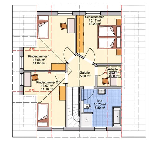Fertighaus Lando von FINGERHUT-HAUS Schlüsselfertig ab 430655€, Satteldach-Klassiker Grundriss 2