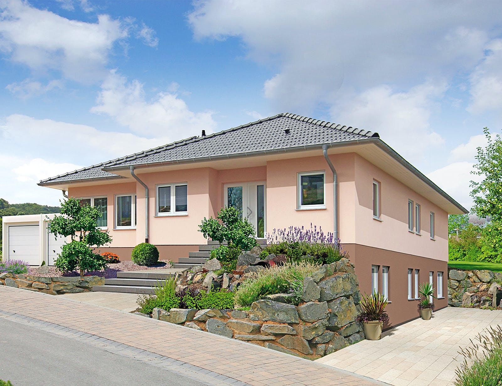 Fertighaus Levita von FINGERHUT-HAUS Schlüsselfertig ab 422925€, Bungalow Außenansicht 1