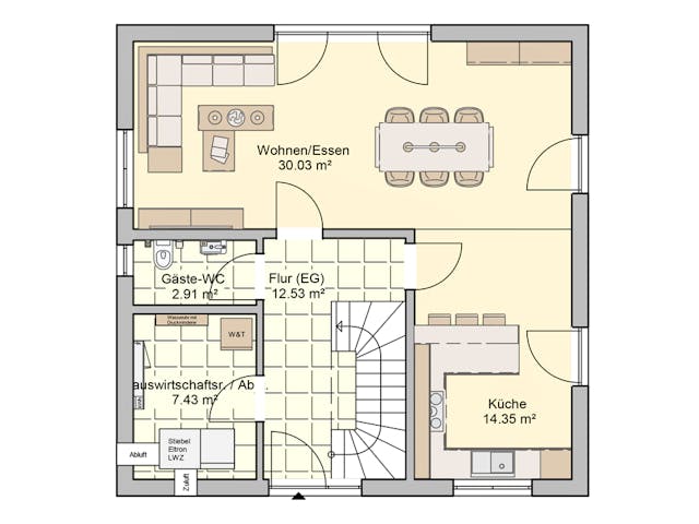 Fertighaus Lissabon von Fingerhut Haus Schlüsselfertig ab 377111€, Satteldach-Klassiker Grundriss 1 Fertighaus Lissabon von Fingerhut Haus Schlüsselfertig ab 377111€, Satteldach-Klassiker Grundriss 1