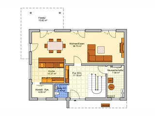 Fertighaus Ludema von Fingerhut Haus, Satteldach-Klassiker Grundriss 1
