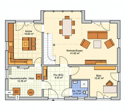 Fertighaus Luma von Fingerhut Haus Schlüsselfertig ab 438520€, Satteldach-Klassiker Grundriss 1