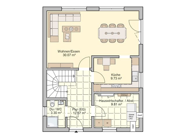 Fertighaus Madrid - Stadtvilla von Fingerhut Haus Schlüsselfertig ab 397496€, Stadtvilla Grundriss 1