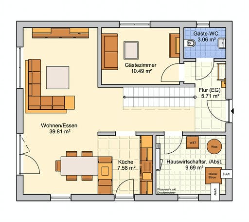 Fertighaus Mainz von Fingerhut Haus Schlüsselfertig ab 366854€, Satteldach-Klassiker Grundriss 1