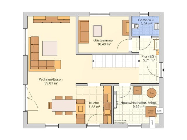 Fertighaus Mainz von Fingerhut Haus Schlüsselfertig ab 427073€, Satteldach-Klassiker Grundriss 1