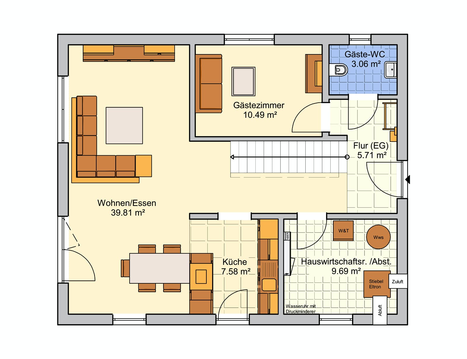Fertighaus Mainz von FINGERHUT-HAUS Schlüsselfertig ab 406202€, Satteldach-Klassiker Grundriss 1