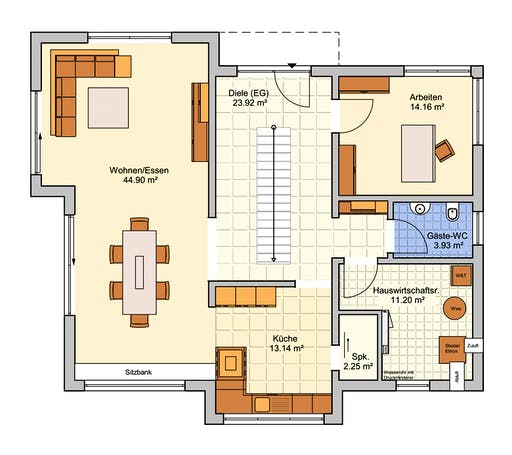 Fertighaus Bad Vilbel - Musterhaus NEU von Fingerhut Haus Schlüsselfertig ab 536113€, Satteldach-Klassiker Grundriss 1