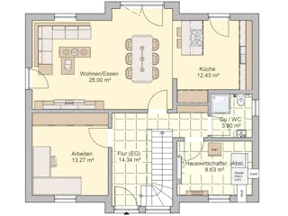 Fertighaus München von Fingerhut Haus Schlüsselfertig ab 431864€, Satteldach-Klassiker Grundriss 1