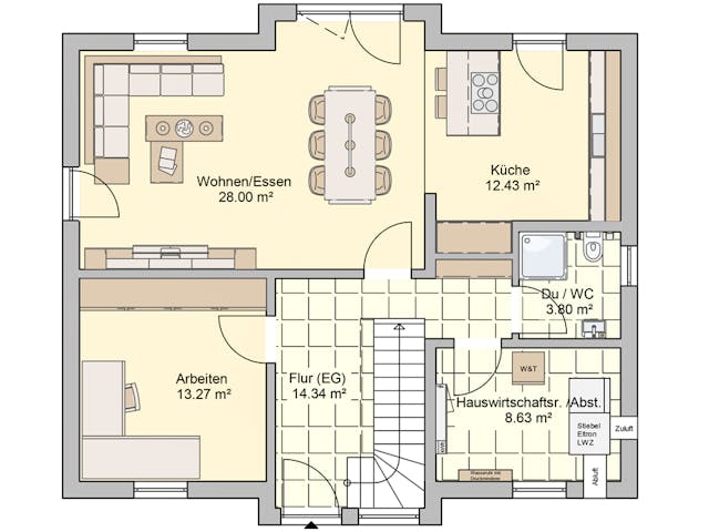 Fertighaus München von Fingerhut Haus Schlüsselfertig ab 431864€, Satteldach-Klassiker Grundriss 1