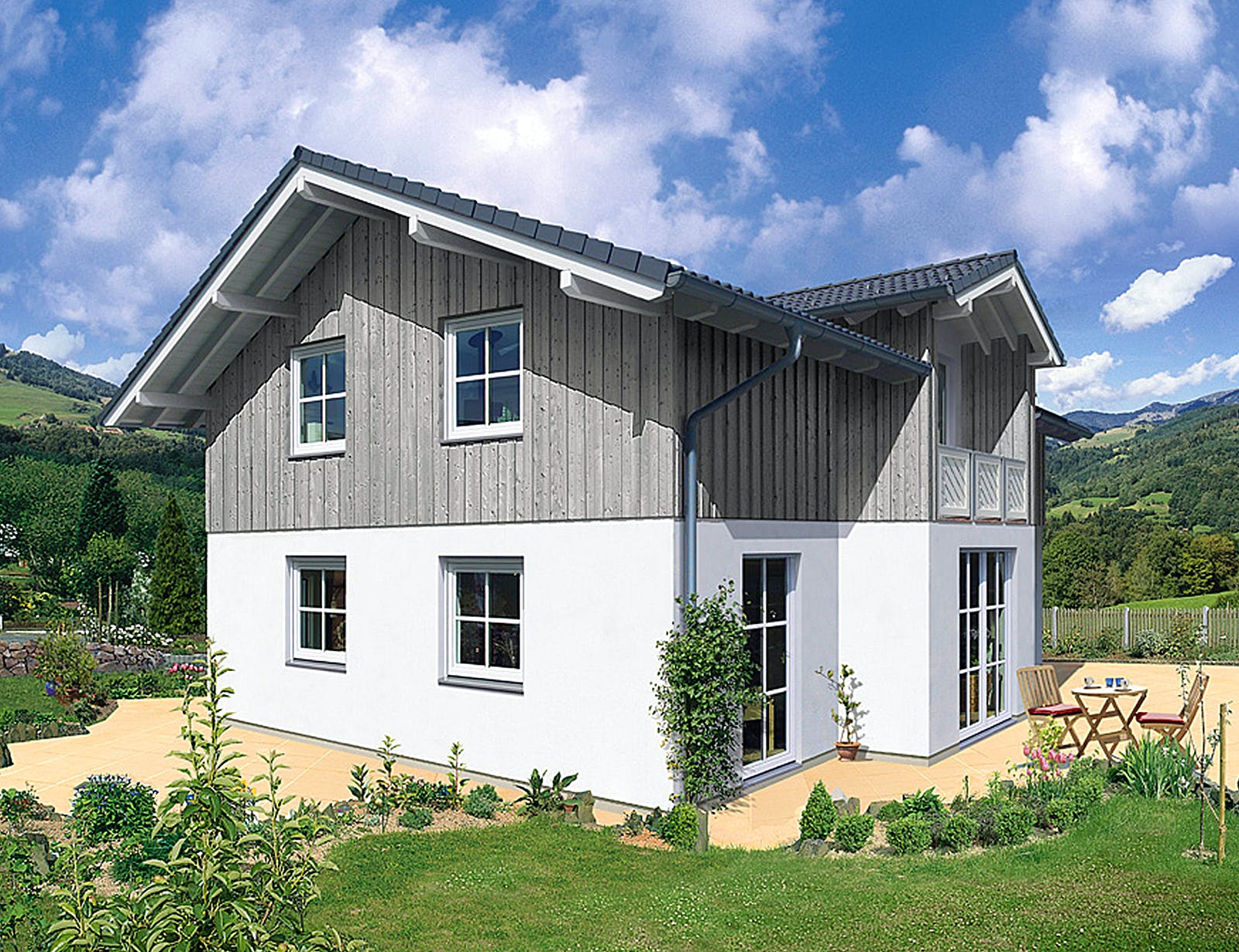 Fertighaus Naturio von FINGERHUT-HAUS Schlüsselfertig ab 423133€, Satteldach-Klassiker Außenansicht 1
