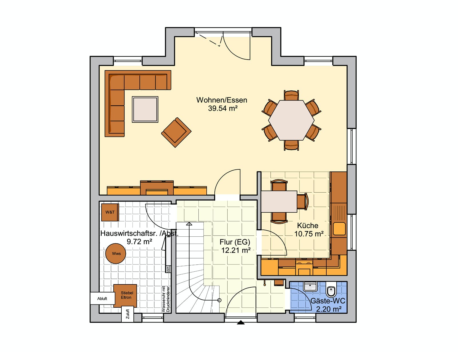 Fertighaus Naturio von FINGERHUT-HAUS Schlüsselfertig ab 423133€, Satteldach-Klassiker Grundriss 1