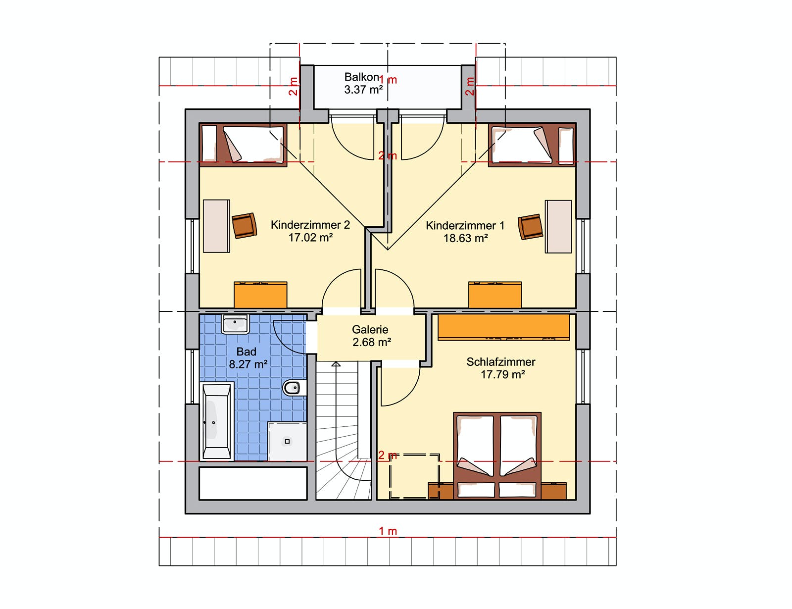 Fertighaus Naturio von FINGERHUT-HAUS Schlüsselfertig ab 423133€, Satteldach-Klassiker Grundriss 2