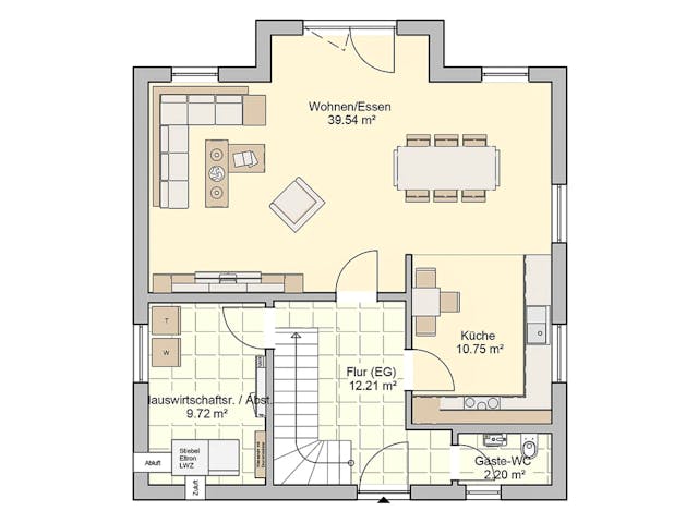 Fertighaus Naturio von Fingerhut Haus Schlüsselfertig ab 422579€, Satteldach-Klassiker Grundriss 1
