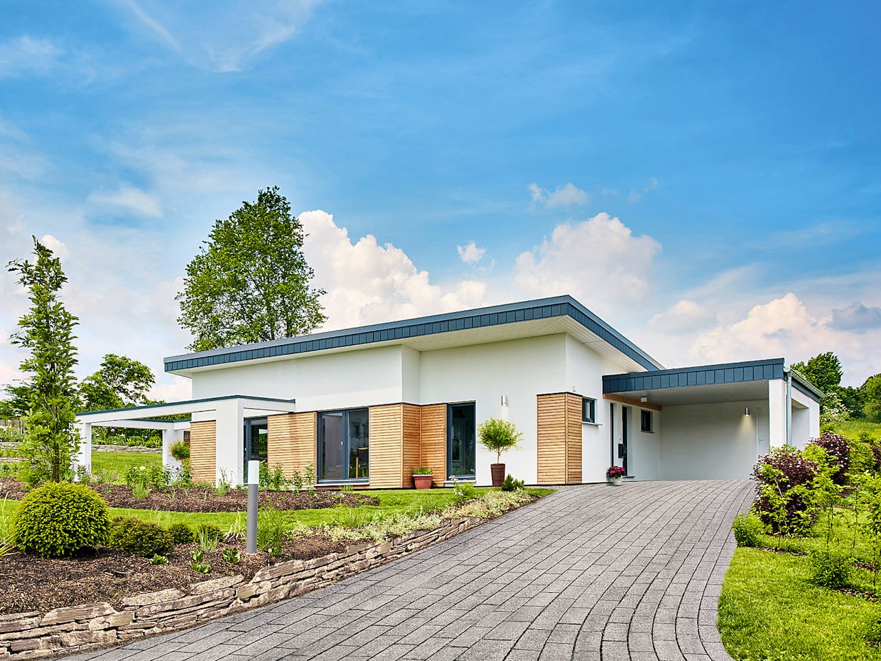 Fertighaus Nivelo von Fingerhut Haus Schlüsselfertig ab 482258€, Bungalow Außenansicht 1