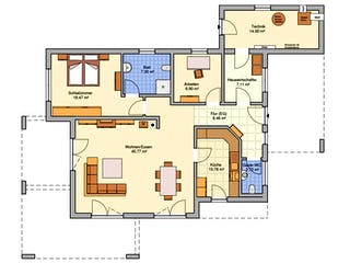 Fertighaus Nivelo von Fingerhut Haus Schlüsselfertig ab 482258€, Bungalow Grundriss 1