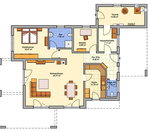 Fertighaus Nivelo von Fingerhut Haus Schlüsselfertig ab 431343€, Bungalow Grundriss 1