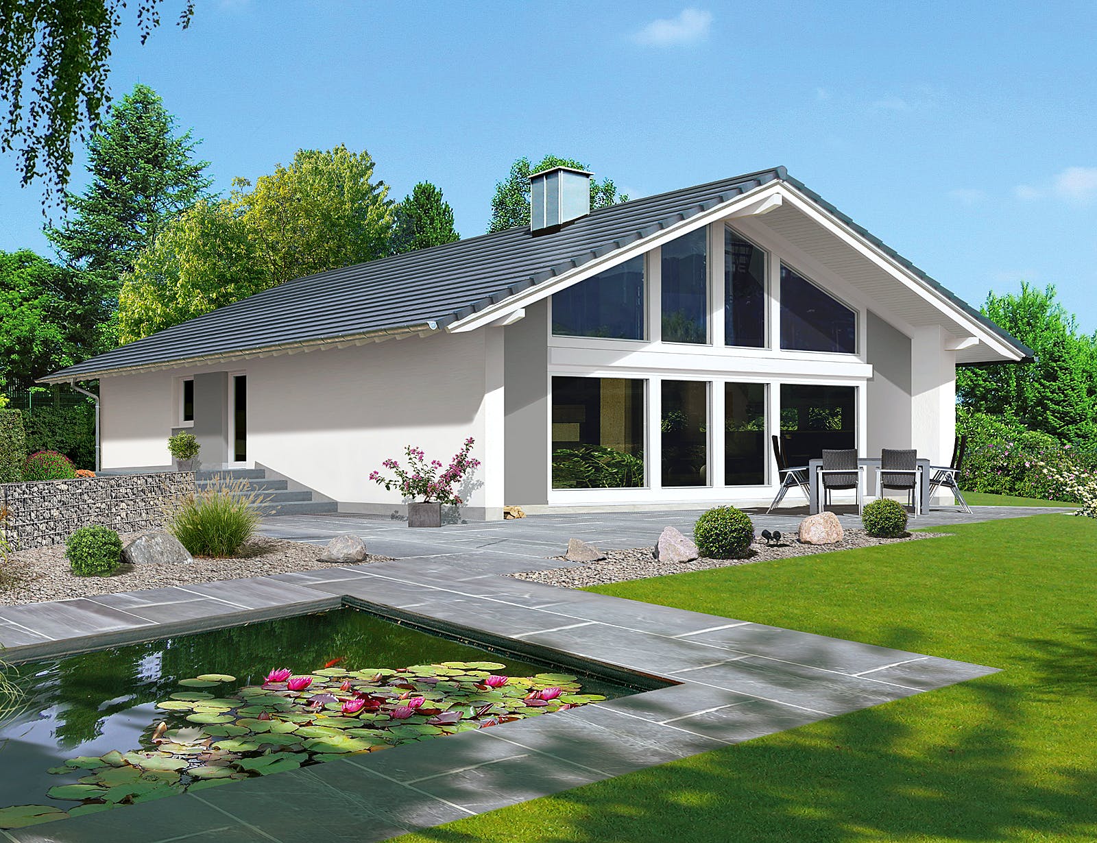 Fertighaus Revas von FINGERHUT-HAUS Schlüsselfertig ab 564158€, Satteldach-Klassiker Außenansicht 1