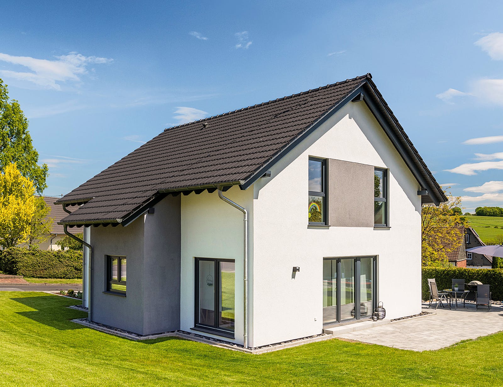 Fertighaus Seko von FINGERHUT-HAUS Schlüsselfertig ab 419455€, Satteldach-Klassiker Außenansicht 2