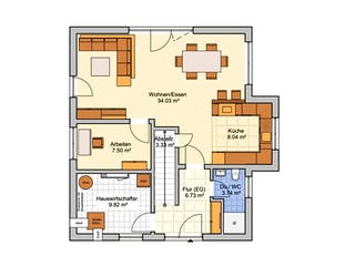 Fertighaus Seko von Fingerhut Haus Schlüsselfertig ab 419283€, Satteldach-Klassiker Grundriss 1